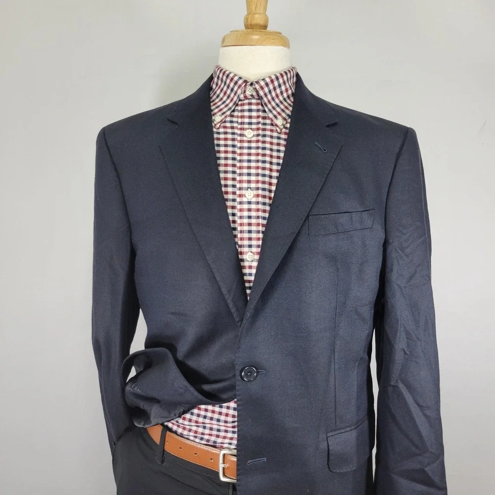 JOS A BANK 2B Signature Gold Men's Sport Coat Blazer Navy Silk Wool Cashmere 42S